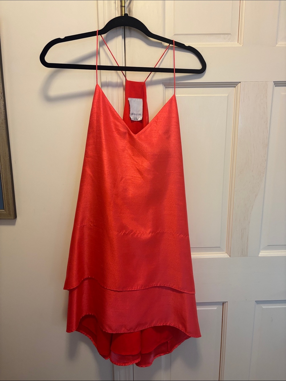 C/MEO Collective Red Satin Trapeze Mini Dress